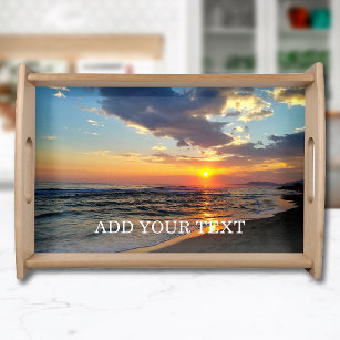 Custom Photo and Optional Text Personalized Serving Tray