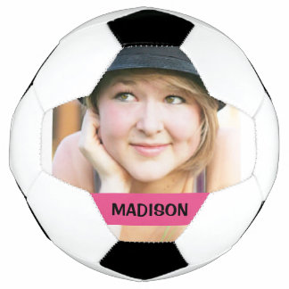 Custom photo and pink stripe design football