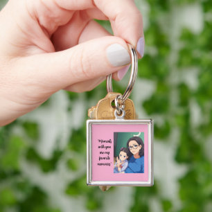 Custom Photo and Quote Elegant Photo Block Key Ring