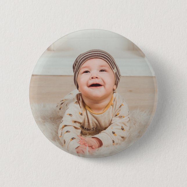 Custom photo and text 6 cm round badge (Front)