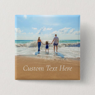 Custom Photo and Text Button Unique Your Design