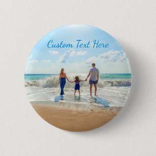 Custom Photo and Text Button Your Photos Design