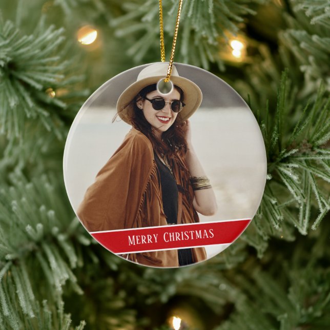 Custom photo and text Christmas  Ceramic Tree Decoration (Tree)
