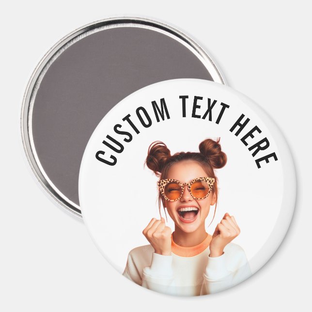Custom Photo and Text Circle Magnet (Front/Back)