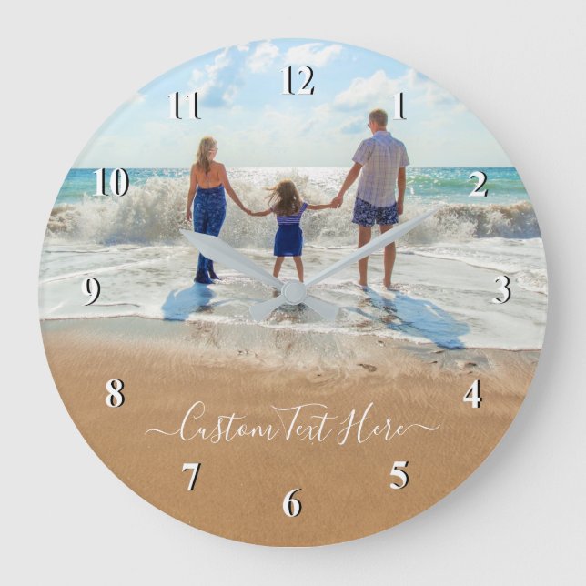 Custom Photo and Text Clock - Your Family Design  (Front)