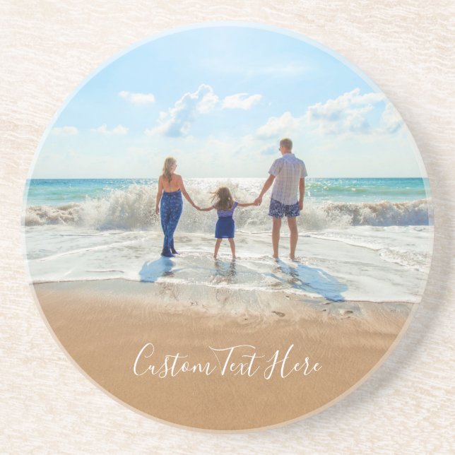 Custom Photo and Text Coaster - Your Own Design (Front)