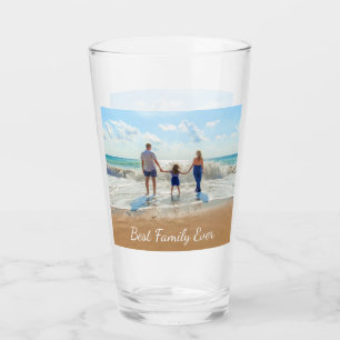 Custom Photo and Text Glass - Best Family Ever