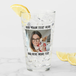 Custom Photo and Text Glass Cup