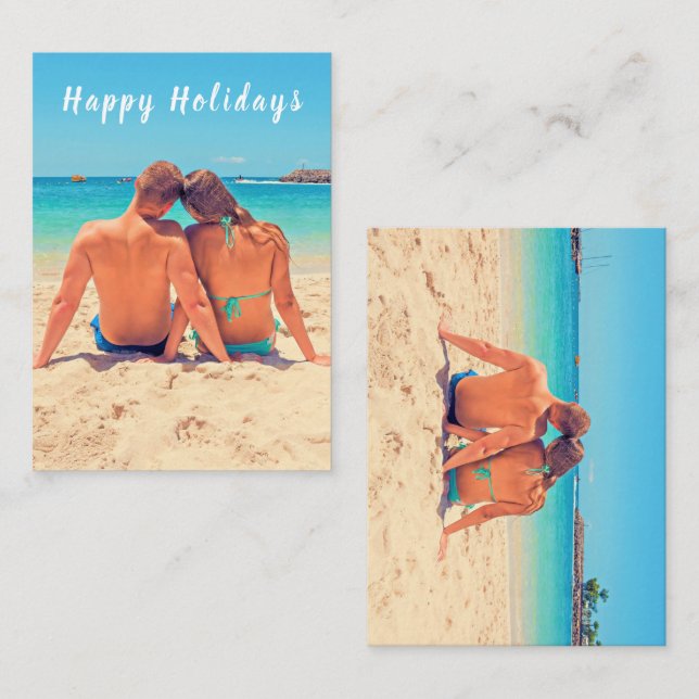 Custom Photo and Text Happy Holidays Card Summer (Front/Back)