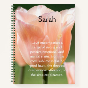 Custom photo and text l Cute pink tulips Notebook