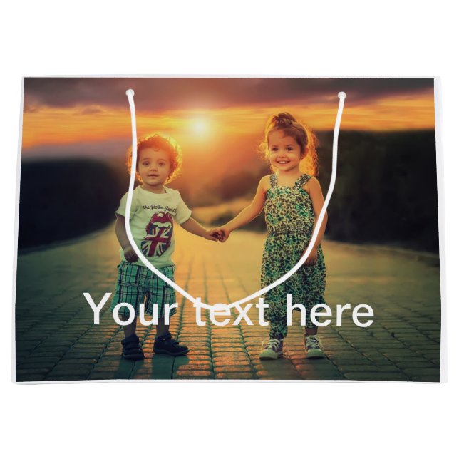 Custom Photo and Text Large Gift Bag (Front)