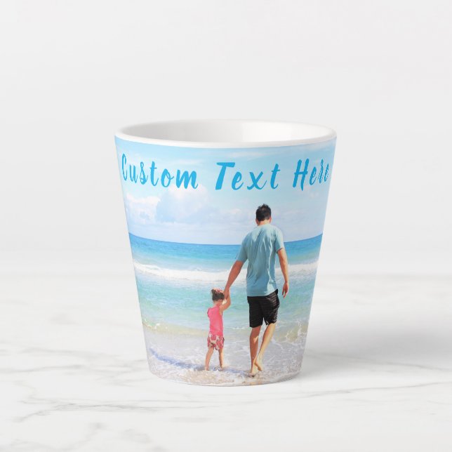 Custom Photo and Text Latte Mug Design Your Own (Front)