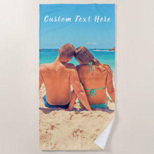 Custom Photo and Text - Modern Your Own Design  Beach Towel