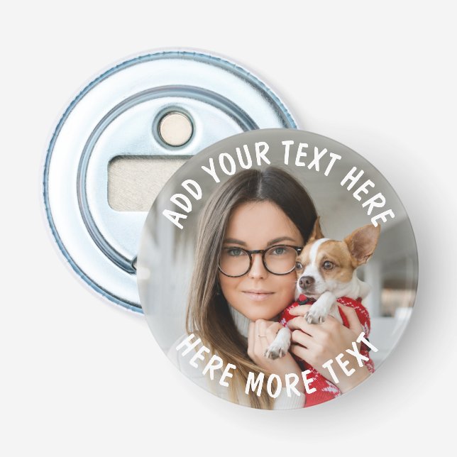 Custom Photo and Text Or Name Bottle Opener (Front)