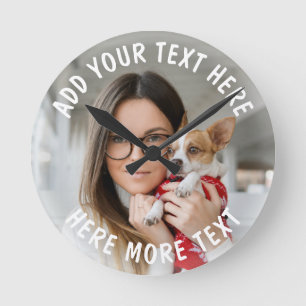 Custom Photo and Text Or Name Round Clock