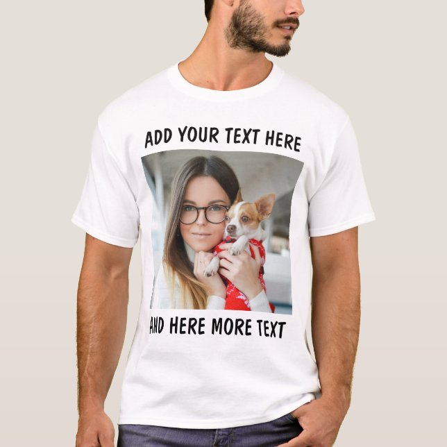 Custom Photo and Text Or Name T-Shirt (Front)