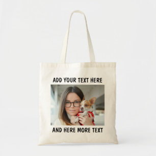 Custom Photo and Text Or Name Tote Bag
