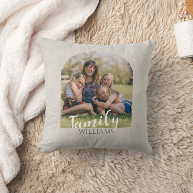 custom photo and text pale taupe minimalist    cushion (Blanket)