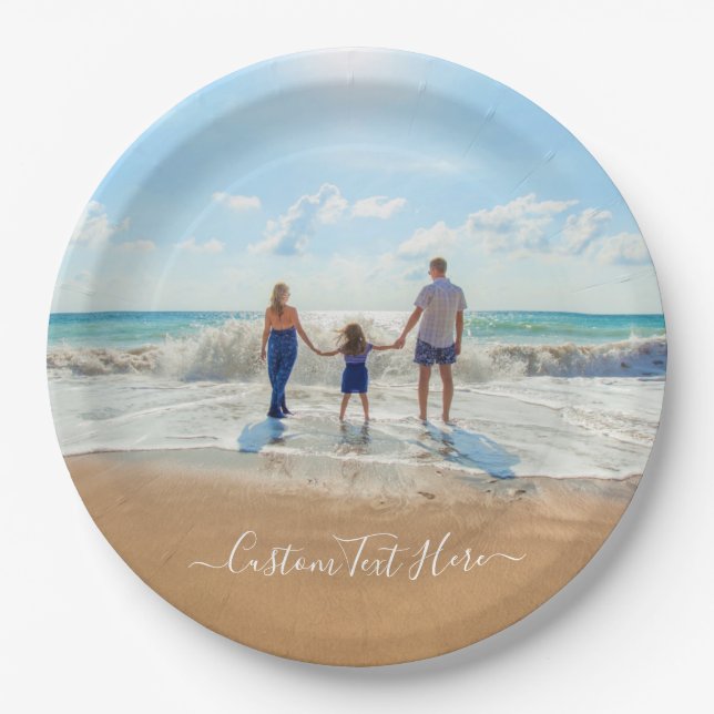 Custom Photo and Text Paper Plates Your Own Design (Front)
