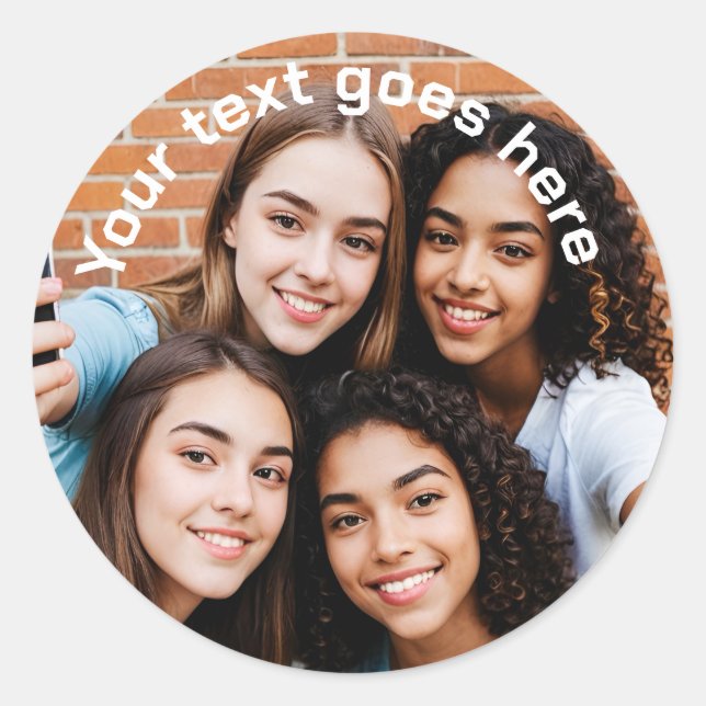 Custom Photo and text party function round Classic Round Sticker (Front)