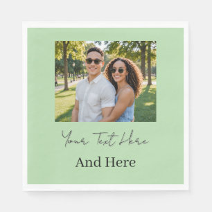 Custom photo and text pastel green napkin