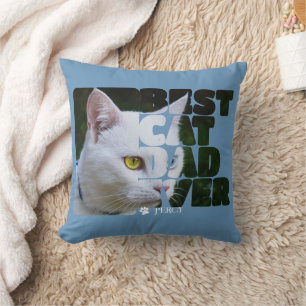 Custom Photo And Text Personalised Best Cat Dad Cushion