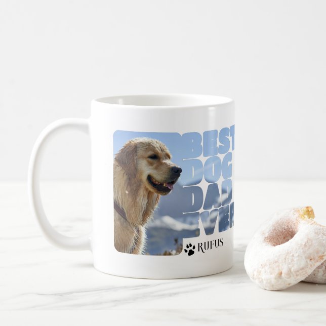 Custom Photo And Text Personalised Best Dog Dad Coffee Mug (With Donut)