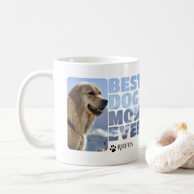 Custom Photo And Text Personalised Best Dog Mum Coffee Mug (With Donut)