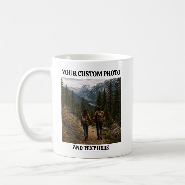 Custom Photo and Text Personalised Coffee Mug (Left)