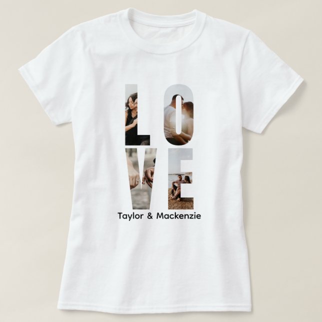 Custom Photo And Text Personalised LOVE T-Shirt (Design Front)