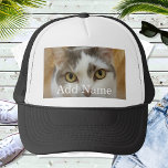 Custom Photo and Text Personalised Trucker Hat<br><div class="desc">Upload a photo, add a name or text, and easily create your personalised photo hat. Click CUSTOMIZE to change the text colour. You can TRANSFER this DESIGN on other Zazzle products and adjust it to fit most of the Zazzle items. You can also click CUSTOMIZE FURTHER to add, delete or...</div>
