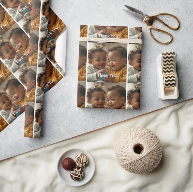 Custom Photo and Text Sticker Wrapping Paper (Crafts)