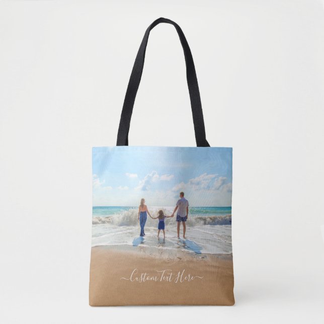 Custom Photo and Text Tote Bag Your Own Design (Front)