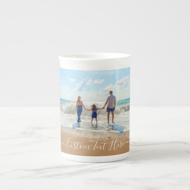 Custom Photo and Text - Unique Your Own Design -   Bone China Mug (Front)