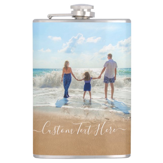 Custom Photo and Text - Unique Your Own Design -   Hip Flask (Front)
