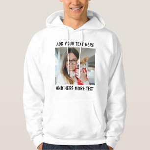 Custom Photo and Text White Hoodie