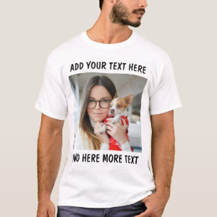 Custom Photo and Text White T-Shirt