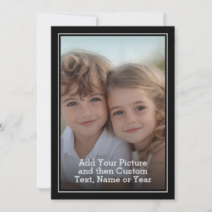 Custom Photo and Text With Black Border Holiday Card