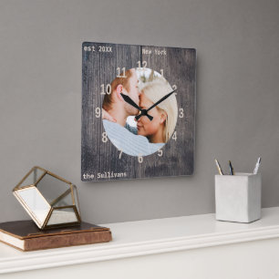 Custom Photo and Text Wooden Wall Clock
