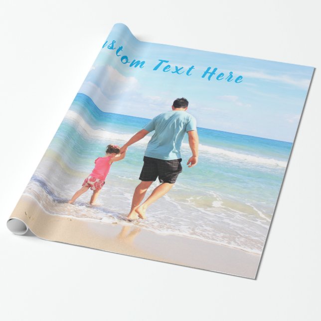 Custom Photo and Text - Your Own Design - Best DAD Wrapping Paper (Unrolled)