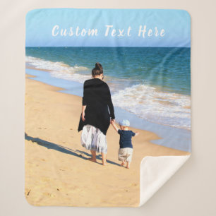 Custom Photo and Text - Your Own Design - Best MOM Sherpa Blanket