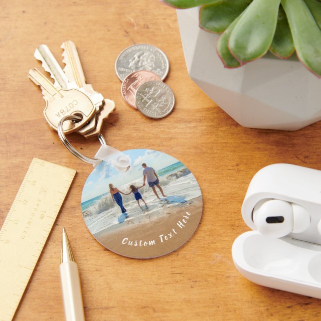 Custom Photo and Text - Your Own Design - Family  Key Ring (Desk)