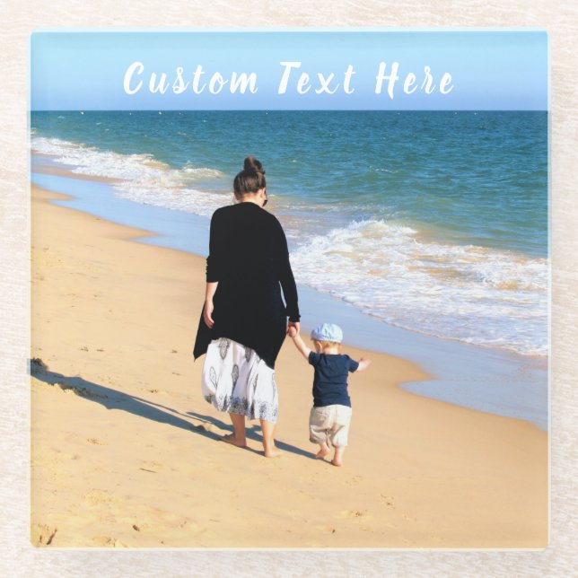 Custom Photo and Text - Your Own Design - For Mum Glass Coaster (Front)