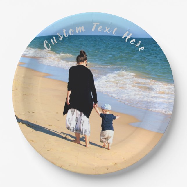 Custom Photo and Text - Your Own Design - For Mum Paper Plate (Front)