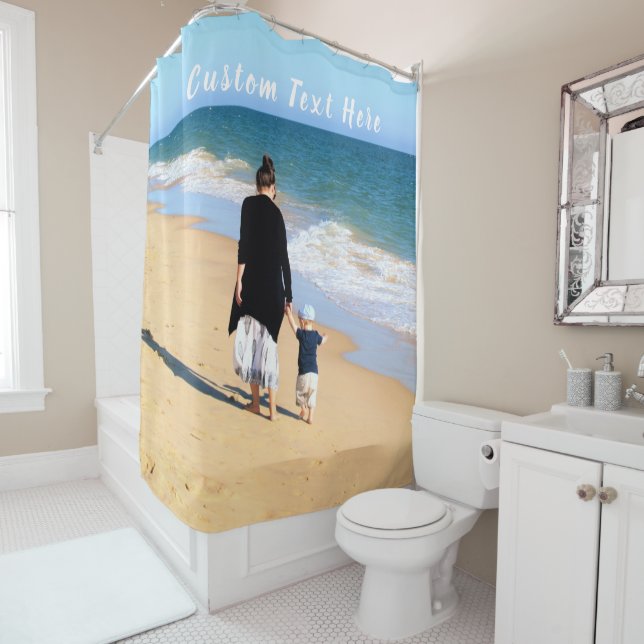 Custom Photo and Text - Your Own Design - For Mum Shower Curtain (In Situ)