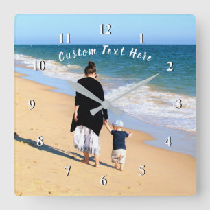 Custom Photo and Text - Your Own Design - For Mum Square Wall Clock