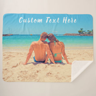 Custom Photo and Text - Your Own Design - Love Sherpa Blanket