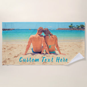 Custom Photo and Text - Your Own Design - Modern Beach Towel