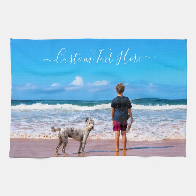 Custom Photo and Text - Your Own Design - My Dog Tea Towel (Horizontal)