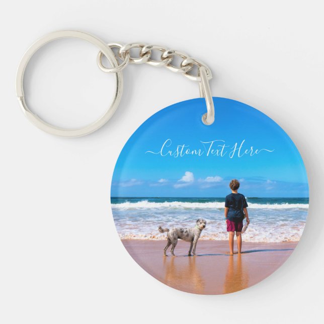 Custom Photo and Text - Your Own Design - My Pet   Key Ring (Front)